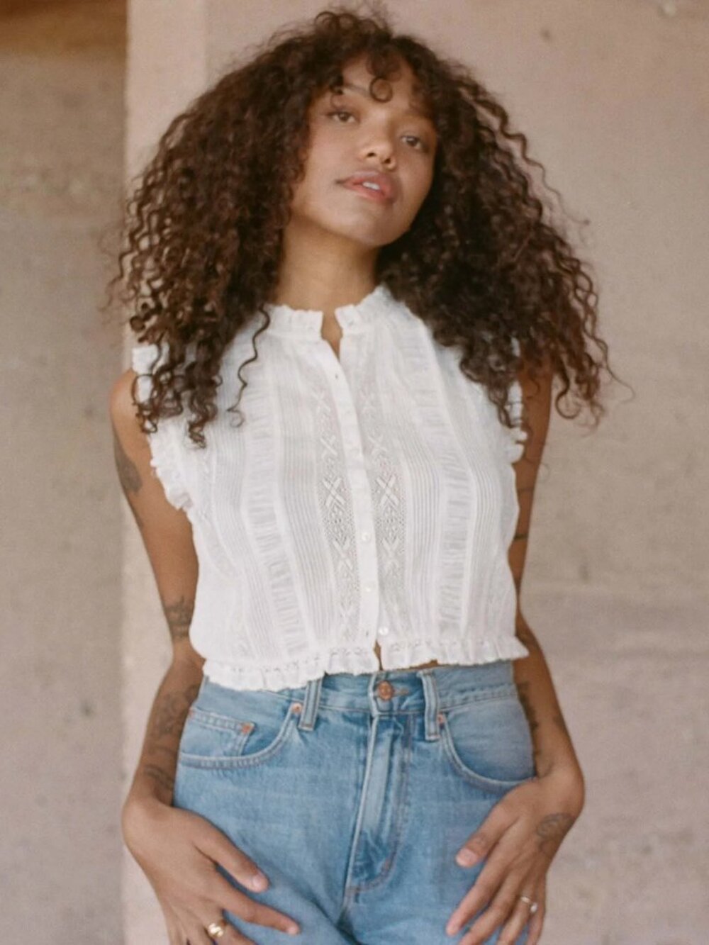 NWT DÔEN Hallie Top in Salt - Size Large
